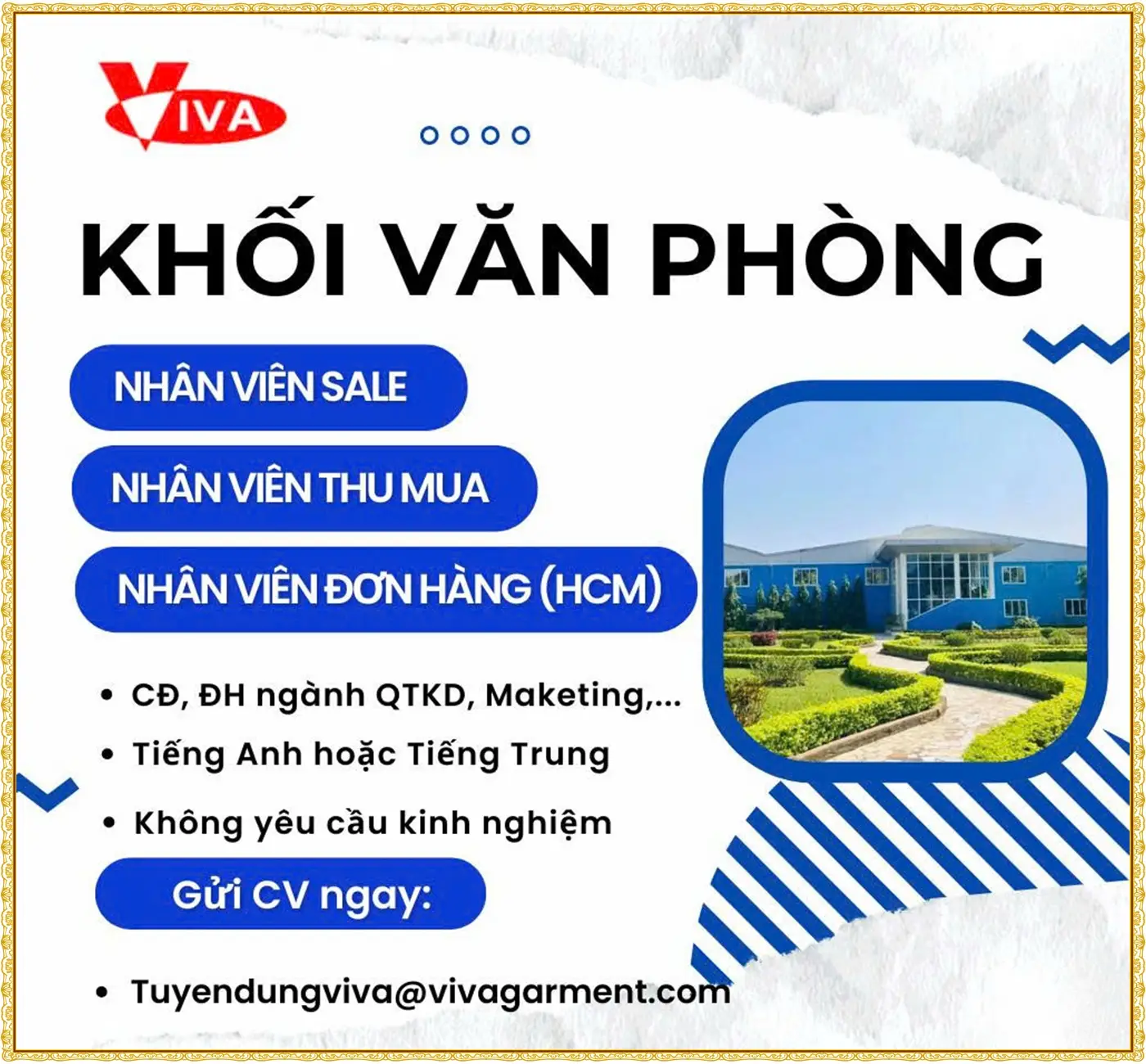 Phú thọ tuyển nhiều vị trí văn phòng công ty may