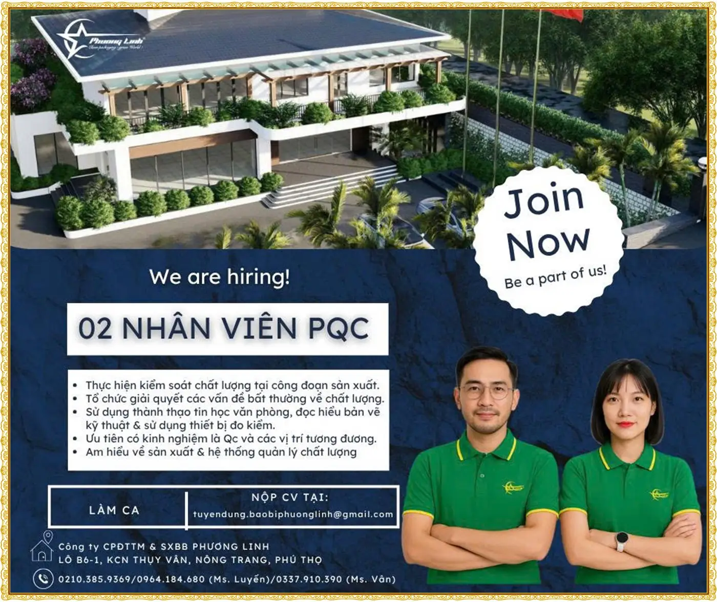 Phú Thọ tuyển nhân viên PQC