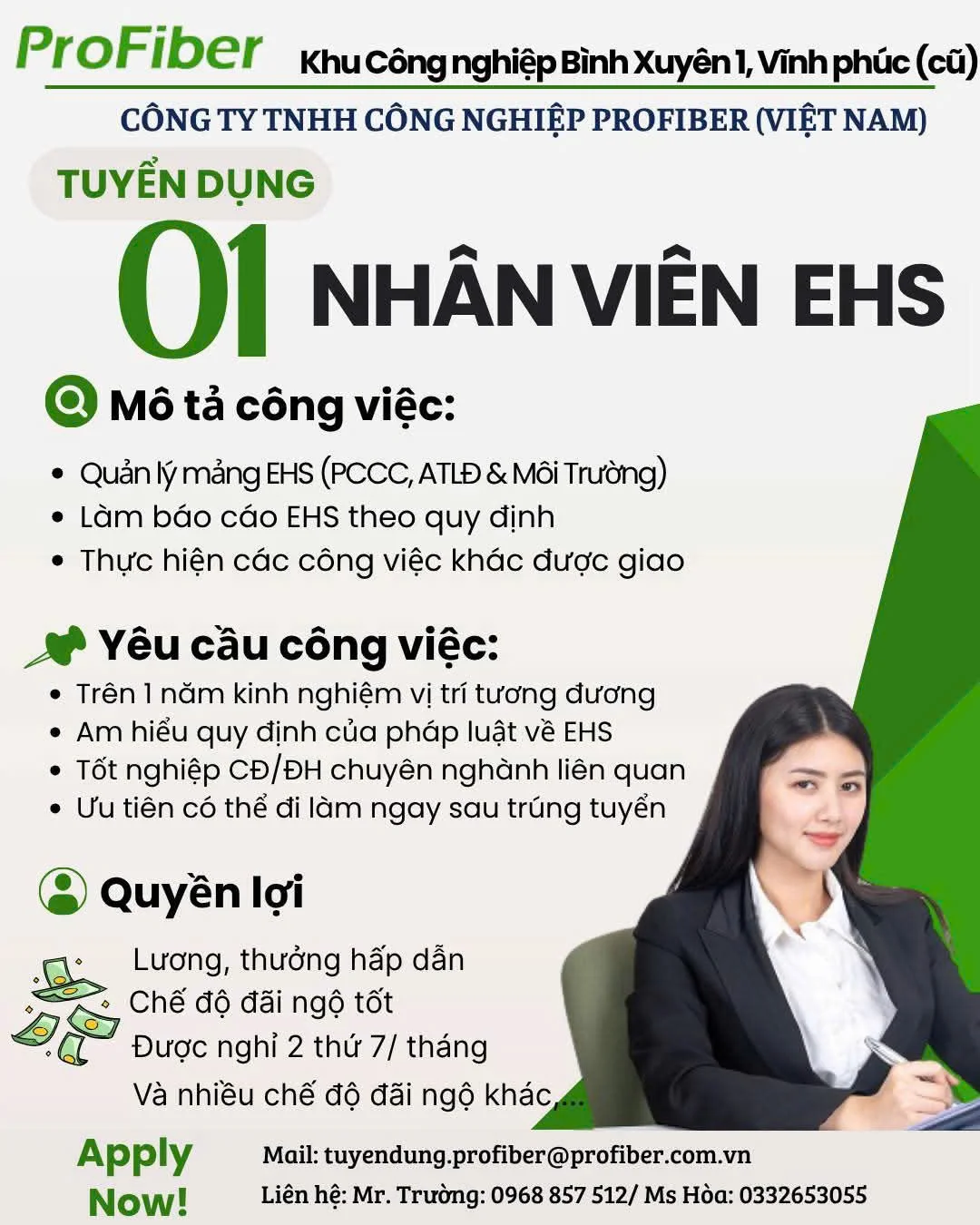 Tuyển dụng Phú Thọ các vị trí: Phôi, Đứng máy CNC, Thợ lắp ráp, Đóng gói