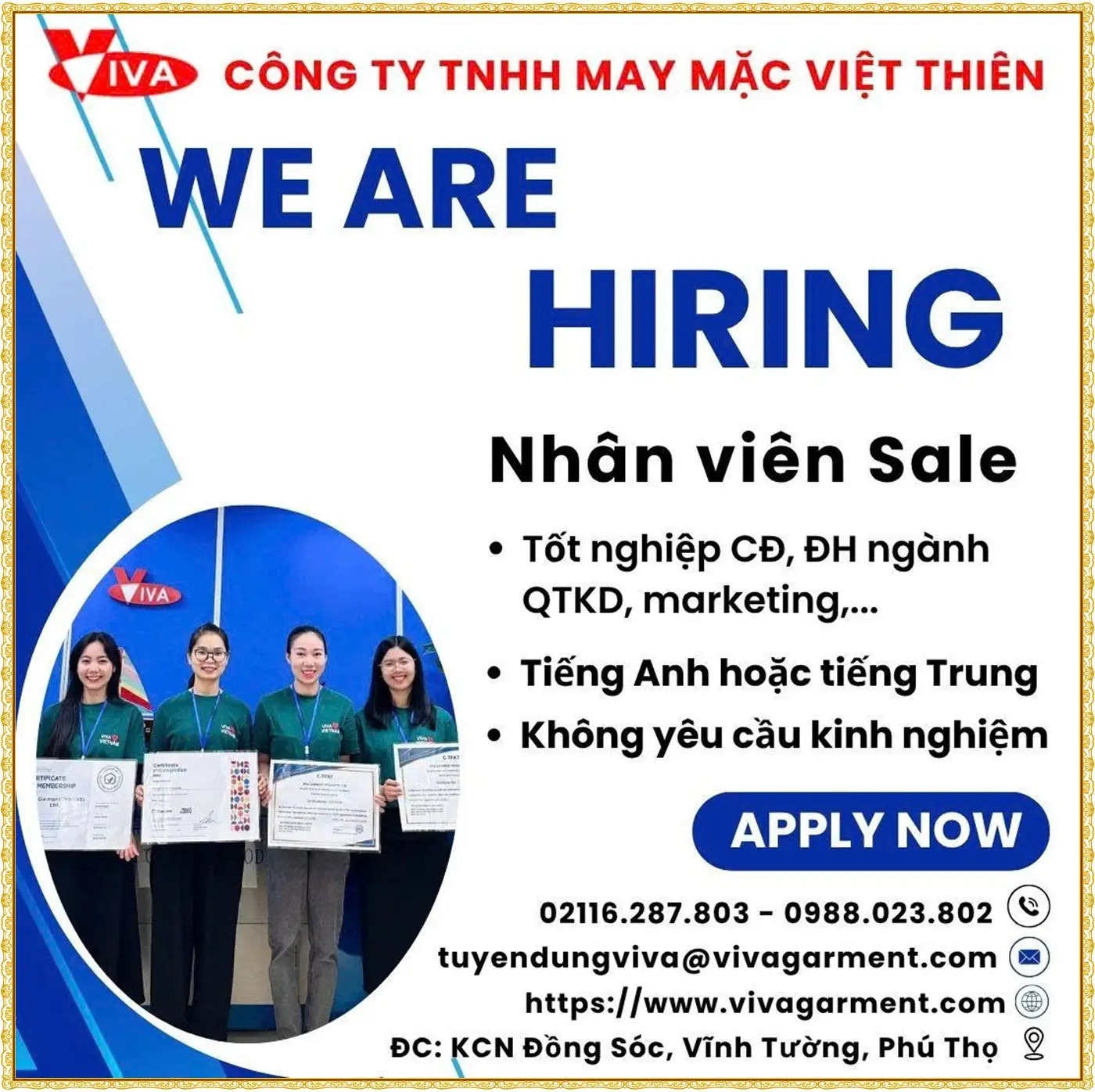 Tuyển nhân viên sale tại Phú thọ