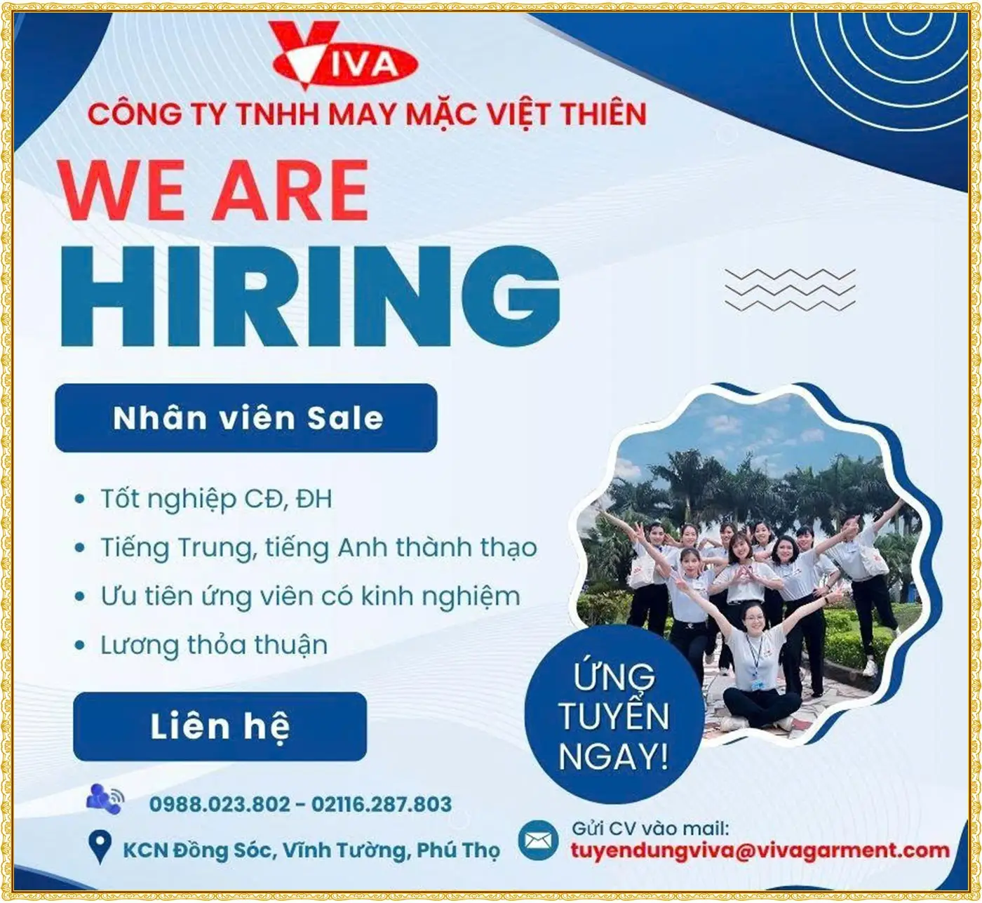 Phú thọ tuyển nhân viên Sale