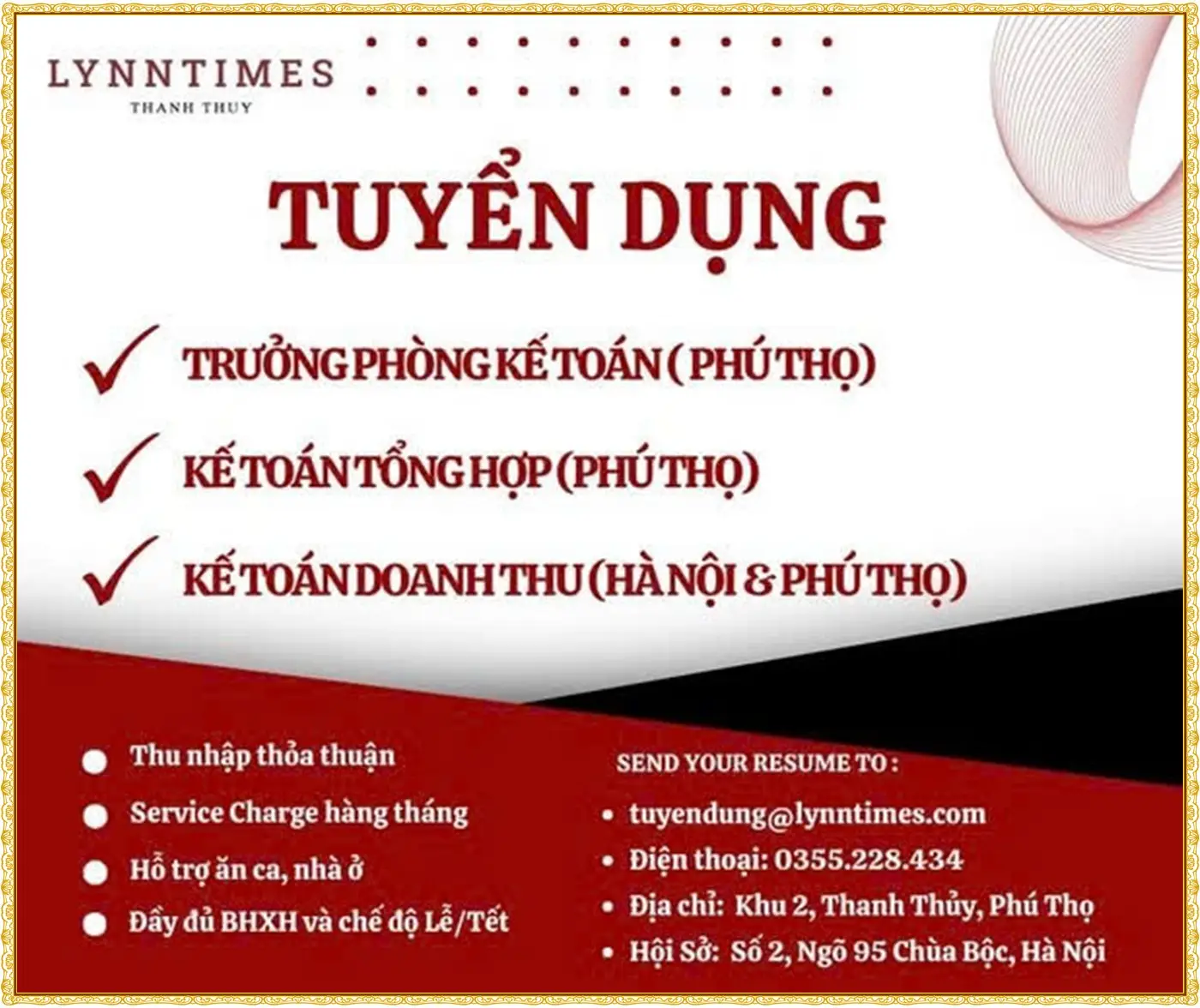 Phú thọ tuyển Kế toán